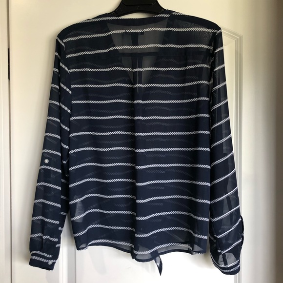 Gap navy with beige stripe tunic with bottom tie - Picture 4 of 5